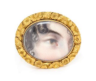 * A Georgian High Karat Yellow Gold Lover's Eye Brooch, 4.50 dwts.