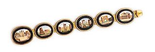 A Victorian Grand Tour Yellow Gold and Micromosaic Bracelet, 30.20 dwts.