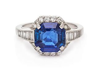 A Platinum, Sapphire and Diamond Ring, 3.40 dwts.