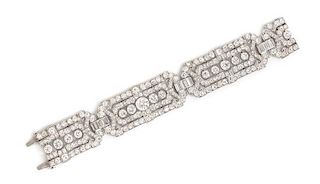 An Art Deco Platinum and Diamond Bracelet, 37.95 dwts.