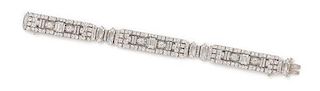 An Art Deco Platinum and Diamond Bracelet, 25.15 dwts.