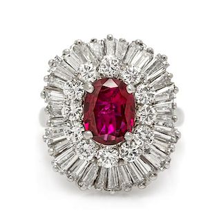A Platinum, Ruby and Diamond Convertible Ring/Pendant, 9.15 dwts.