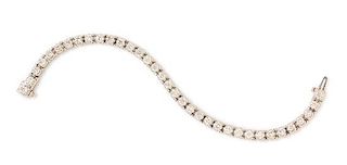 A 14 Karat White Gold and Diamond Line Bracelet, 10.80 dwts.