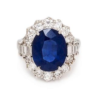 A Platinum, Sapphire and Diamond Ring, 10.20 dwts.