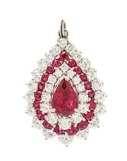 A Platinum, Ruby and Diamond Pendant/Brooch, 11.20 dwts.