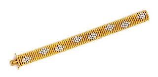 An 18 Karat Yellow Gold and Diamond Bracelet, Italian, 51.20 dwts.