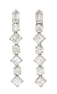 A Pair of Platinum and Diamond Earrings, 5.30 dwts.