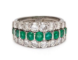 A Platinum, Diamond and Emerald Ring, Tiffany & Co., 8.80 dwts.