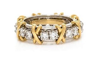 A Platinum, 18 Karat Yellow Gold and Diamond 'Sixteen Stone' Ring, Schlumberger for Tiffany & Co., 5.95 dwts.