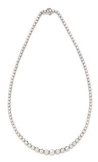 A Platinum and Diamond Riviere Necklace, 22.40 dwts.