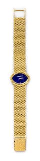An 18 Karat Yellow Gold and Lapis Lazuli Wristwatch, Audemars Piguet, 32.20 dwts.