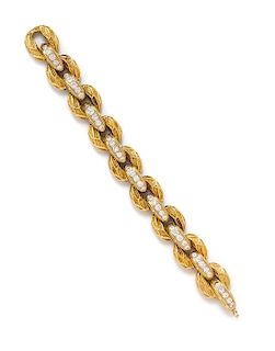 An 18 Karat Yellow Gold and Diamond Bracelet, 60.25 dwts.