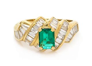An 18 Karat Yellow Gold, Emerald and Diamond Ring, Kurt Wayne, 5.20 dwts.