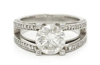 A Platinum, Clarity Enhanced Diamond and Diamond Ring, 8.60 dwts.
