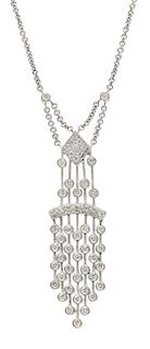 * An 18 Karat White Gold and Diamond Lavalier Necklace, Italian, 9.30 dwts.