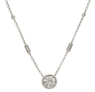 An 18 Karat White Gold, Clarity Enhanced Diamond and Diamond Necklace, 6.45 dwts.