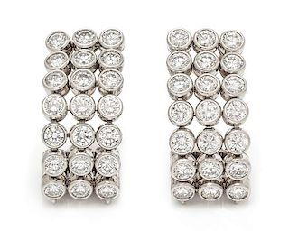 A Pair of Platinum and Diamond Earrings, Harry Winston, 24.75 dwts.