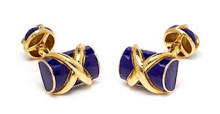 * A Pair of 18 Karat Yellow Gold and Enamel Cufflinks, Schlumberger for Tiffany & Co., 9.80 dwts.