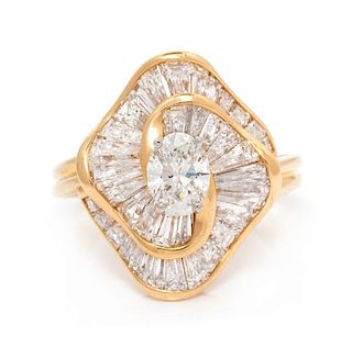 An 18 Karat Yellow Gold, Platinum and Diamond Ballerina Ring, Oscar Heyman Brothers, 5.30 dwts