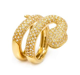 An 18 Karat Yellow Gold and Diamond Snake Motif Ring, 8.40 dwts.