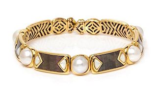 An 18 Karat Yellow Gold, Mabe Pearl, Abalone and Mother-of-Pearl Collar, Marina B., 88.85 dwts.