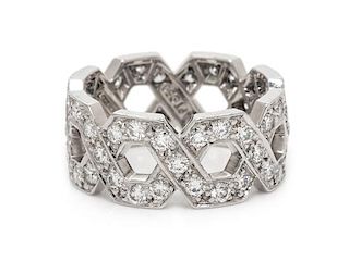 A Platinum and Diamond 'X' Eternity Band, Tiffany & Co., 4.50 dwts.