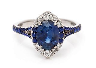 An 18 Karat White Gold, Sapphire and Diamond Ring, Christophe Danhier, 3.50 dwts.