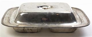 An American Silver Entree, Whiting Mfg. Co., New York, NY, Width 12 3/4 x depth 9 5/8 inches.