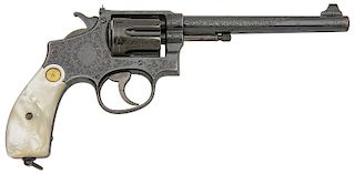 Lovely Factory Oscar Young Engraved Smith and Wesson Model 1899 Target Revolver Belonging to Industrialist Newland Depauw