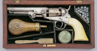 Lovely Silver-Finished and Cased Colt Model 1849 Pocket Revolver