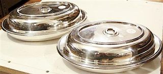 Two English Silver-Plate Entrees, William Hutton & Sons, Width 11 1/2 inches.