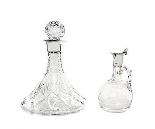 A Victorian Silver-Plate Mounted Glass Cruet, Atkin Brothers, Height of tallest 10 1/2 inches.