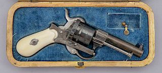 Cased Belgian Pinfire Double Action Revolver