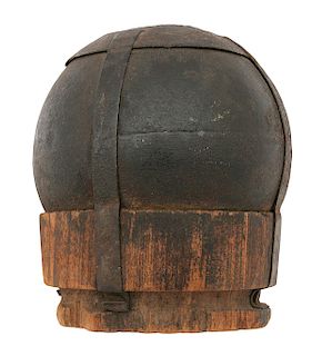 United States Civil War Six Pounder Shell with Original Wooden Sabot and Bormann Fuze