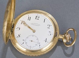 Cortebert Chronometre 18kt gold pocket watch.