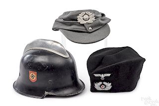 German WWII Nazi fireman helmet, etc.