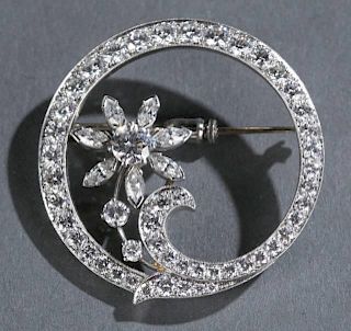 2ct diamond and platinum brooch 20th century.