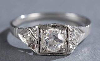 Art Deco 0.5 ct diamond and platinum ladies ring.