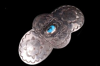 Old Pawn Navajo Silver and Turquoise Brooch