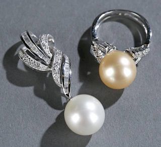 Baroque pearl ring and single drop pendant.