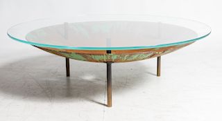 A Modern Painted Metal Low Table Diameter of top 47 1/2 inches.