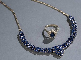 Sapphire necklace and ring.
