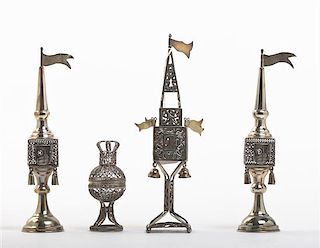 Two German Silver Spice Towers, 20th Century, Height of largest 8 1/2 inches.