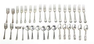 A Group of American Silver Flatware Articles, 20th Century, Length of dinner fork 7 1/2 inches.