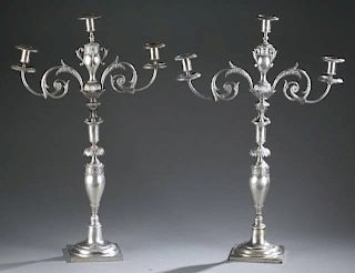 Silver candelabras, Continental .800 c. 1800.