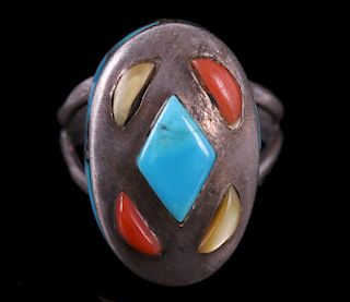 Navajo Multi Stone Sterling Silver Ring