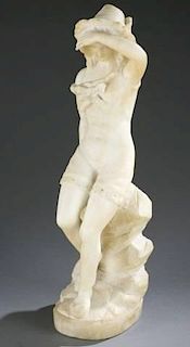 Marble statue of a girl, late 19th/early 20th c.