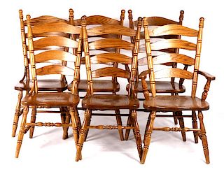 American Slat-Back Shaker Style Solid Oak Chairs 6