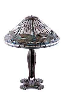 Original Tiffany Dragonfly Stained Glass Lamp