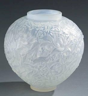 Lalique Gui art glass vase.